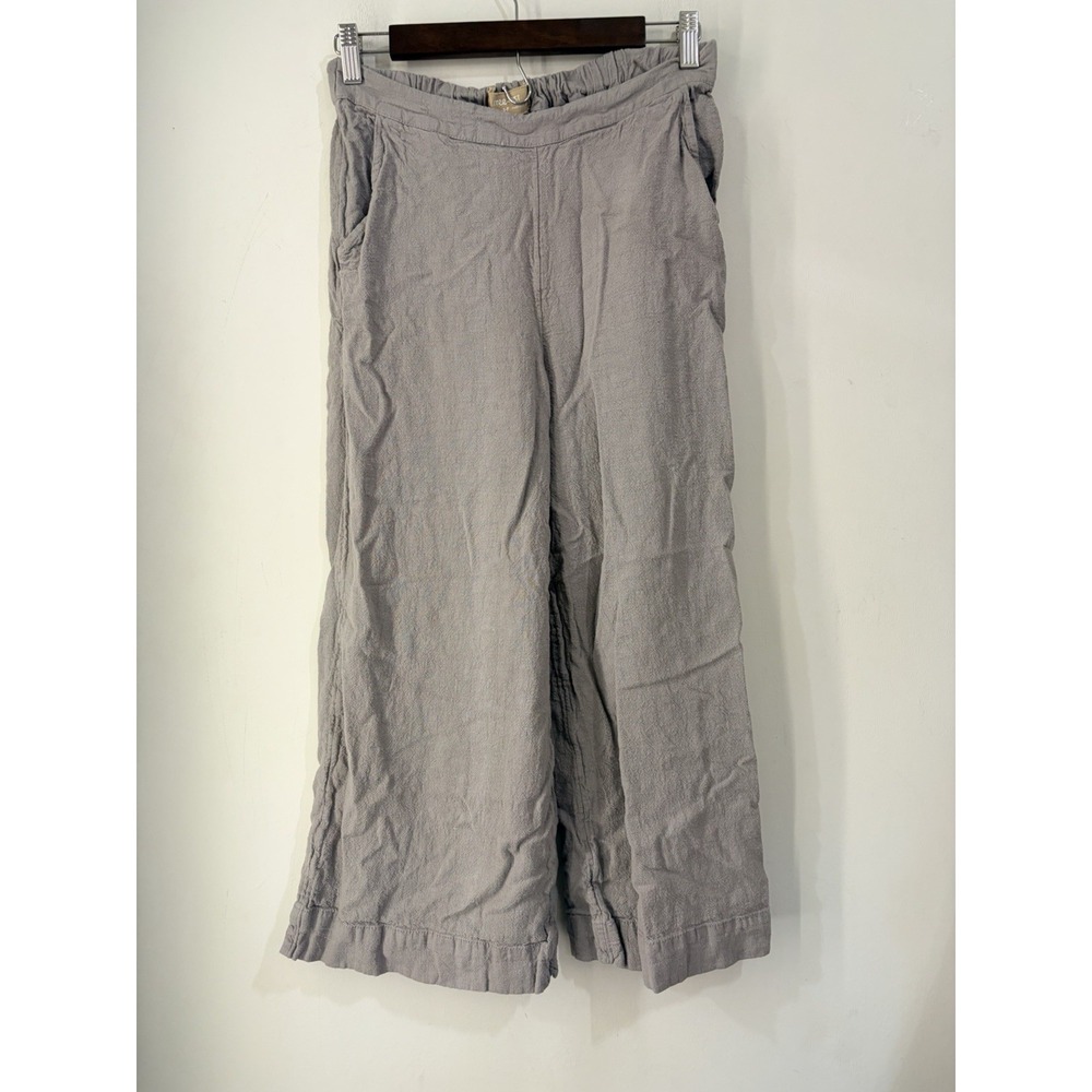 Free People Free-Est Linen Blend Wide Leg Crop‎ Pants Gray Women's Small